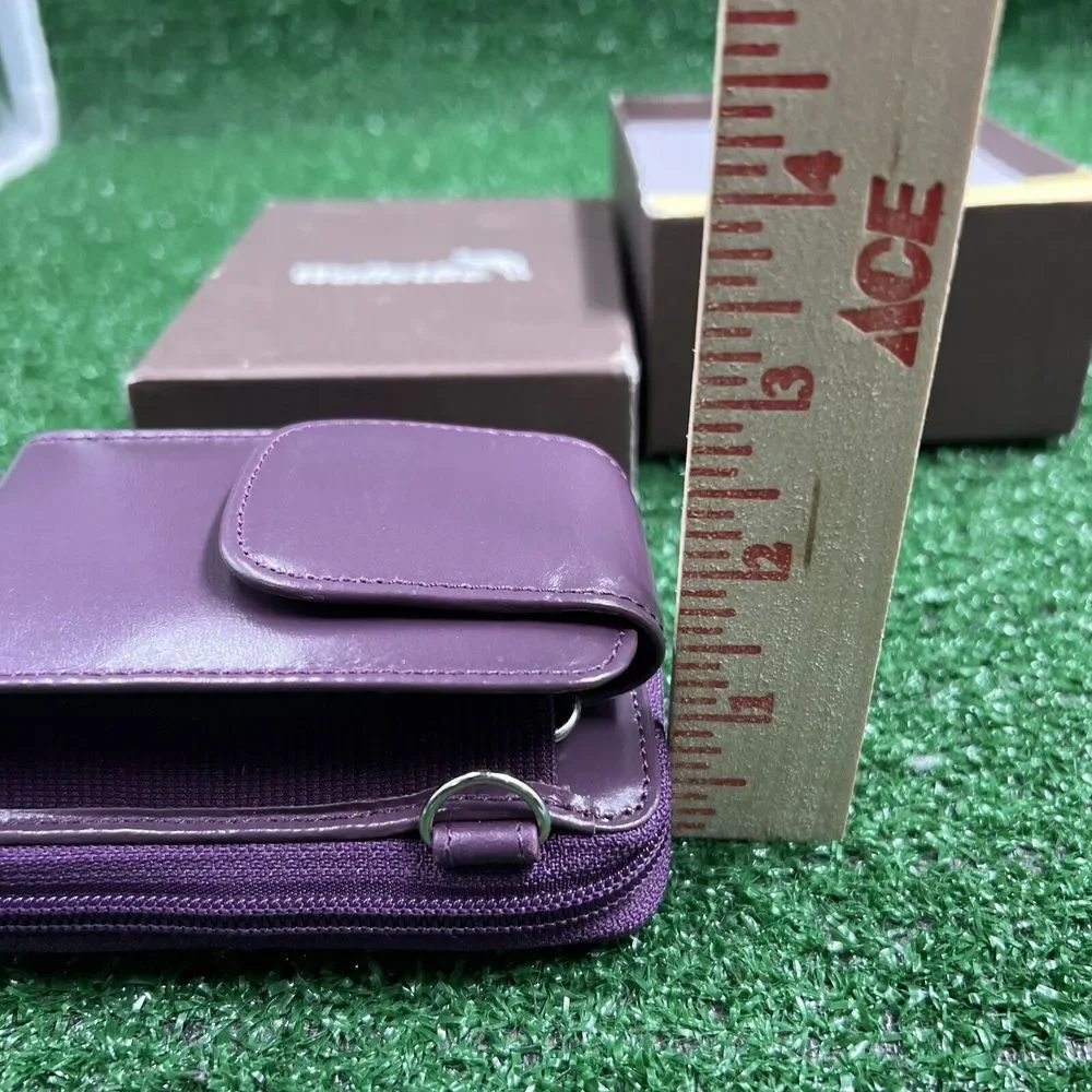 WalletBe Genuine Calf Skin Leather  Wallet Cell‎ Phone Case Purple New In Box